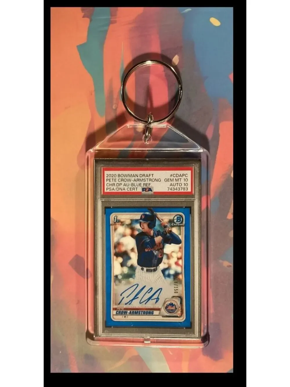 3030 Pete Crow-Armstrong 2020 Bowman Blue Auto Keychain-A Great Gift
